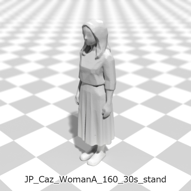 建築模型用 添景3Dデータ(1/50):カジュアル女性A(5ポーズセット) 1/50 Scale 3D Staffage Data for Architectural Scale Models: Casual Woman A (Set of 5 Poses)