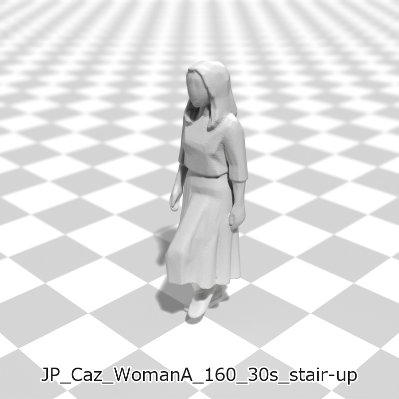 建築模型用 添景3Dデータ(1/50):カジュアル女性A(5ポーズセット) 1/50 Scale 3D Staffage Data for Architectural Scale Models: Casual Woman A (Set of 5 Poses)