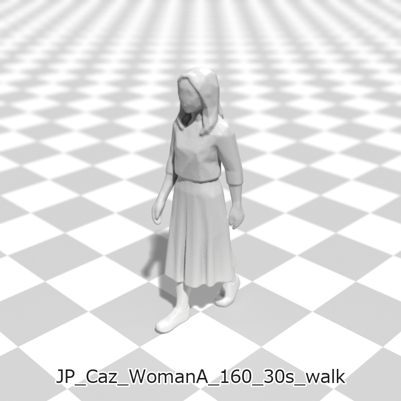 建築模型用 添景3Dデータ(1/50):カジュアル女性A(5ポーズセット) 1/50 Scale 3D Staffage Data for Architectural Scale Models: Casual Woman A (Set of 5 Poses)