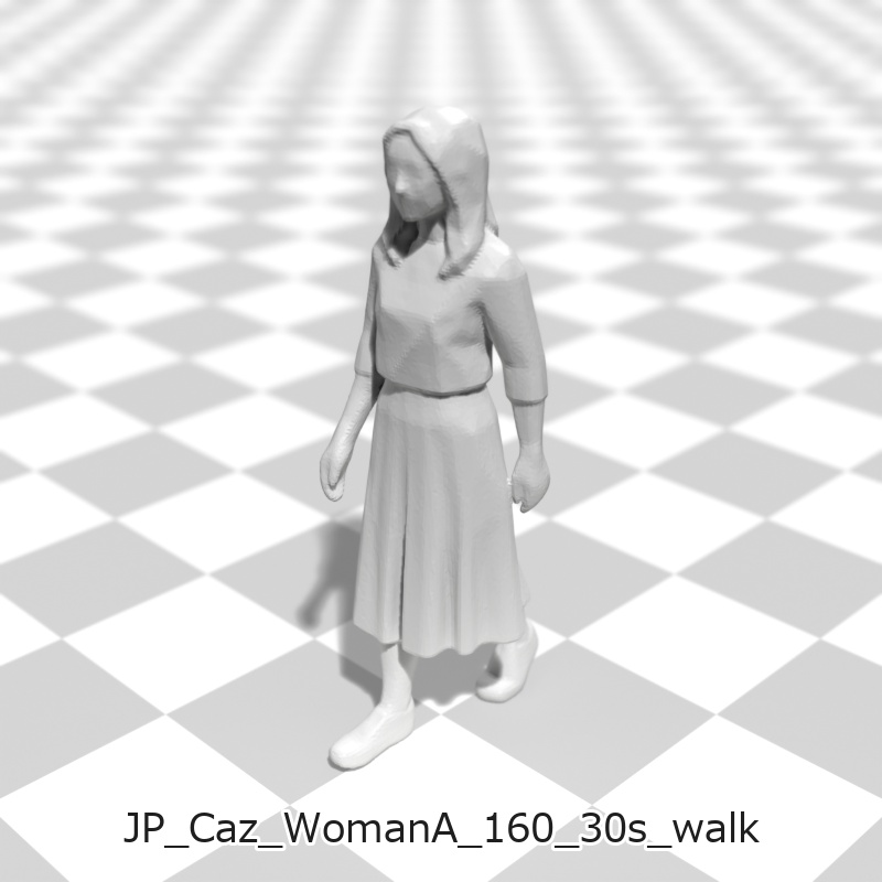 建築模型用 添景3Dデータ(1/50):カジュアル女性A(5ポーズセット) 1/50 Scale 3D Staffage Data for Architectural Scale Models: Casual Woman A (Set of 5 Poses)