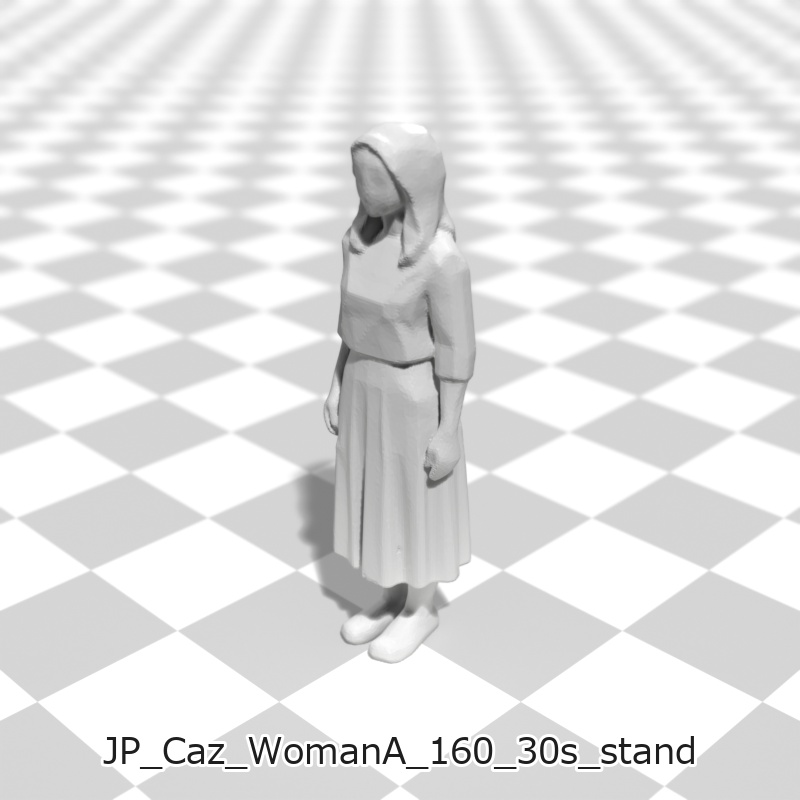 建築模型用 添景3Dデータ(1/50):カジュアル女性A(5ポーズセット) 1/50 Scale 3D Staffage Data for Architectural Scale Models: Casual Woman A (Set of 5 Poses)