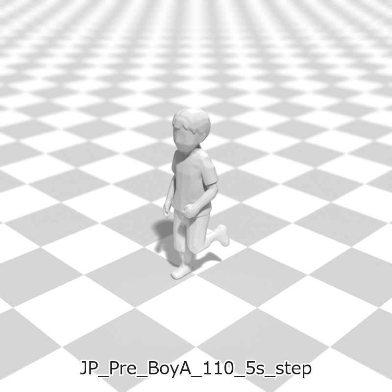 建築模型用 添景3Dデータ(1/50):未就学男児A(5ポーズセット) 1/50 Scale 3D Staffage Data for Architectural Scale Models: Preschool Boy A (Set of 5 Poses)