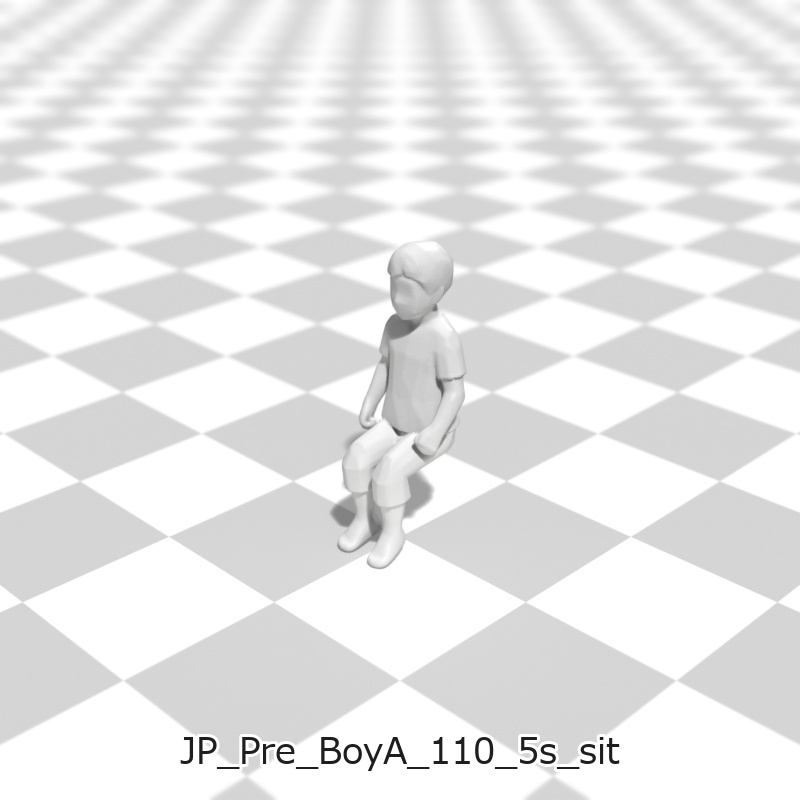 建築模型用 添景3Dデータ(1/50):未就学男児A(5ポーズセット) 1/50 Scale 3D Staffage Data for Architectural Scale Models: Preschool Boy A (Set of 5 Poses)