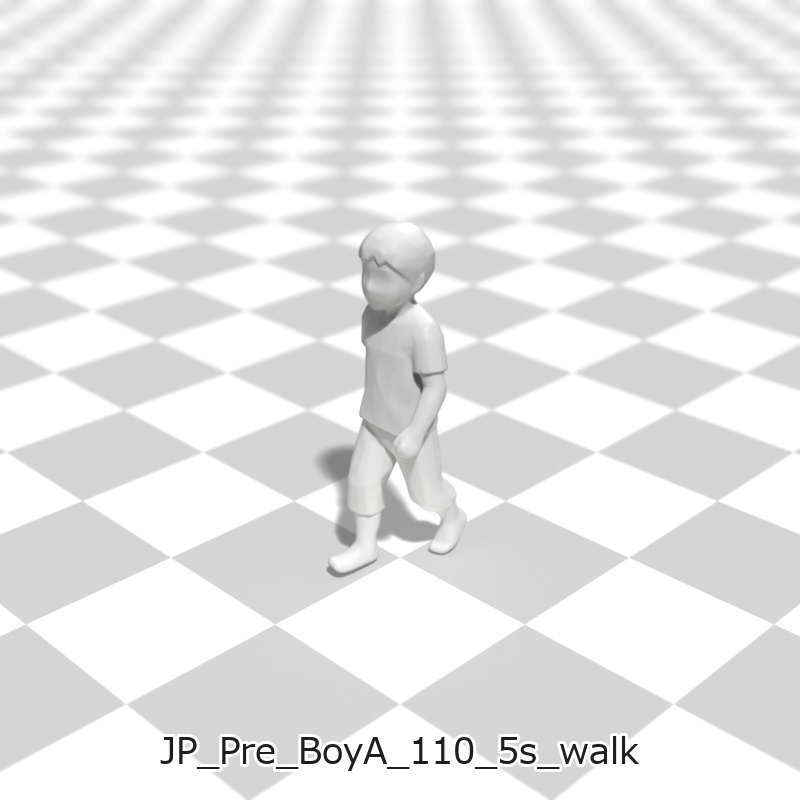 建築模型用 添景3Dデータ(1/50):未就学男児A(5ポーズセット) 1/50 Scale 3D Staffage Data for Architectural Scale Models: Preschool Boy A (Set of 5 Poses)