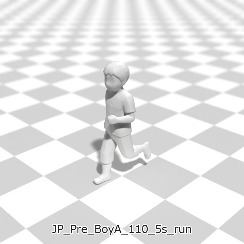 建築模型用 添景3Dデータ(1/50):未就学男児A(5ポーズセット) 1/50 Scale 3D Staffage Data for Architectural Scale Models: Preschool Boy A (Set of 5 Poses)