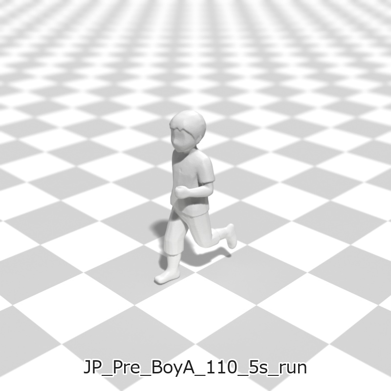 建築模型用 添景3Dデータ(1/50):未就学男児A(5ポーズセット) 1/50 Scale 3D Staffage Data for Architectural Scale Models: Preschool Boy A (Set of 5 Poses)