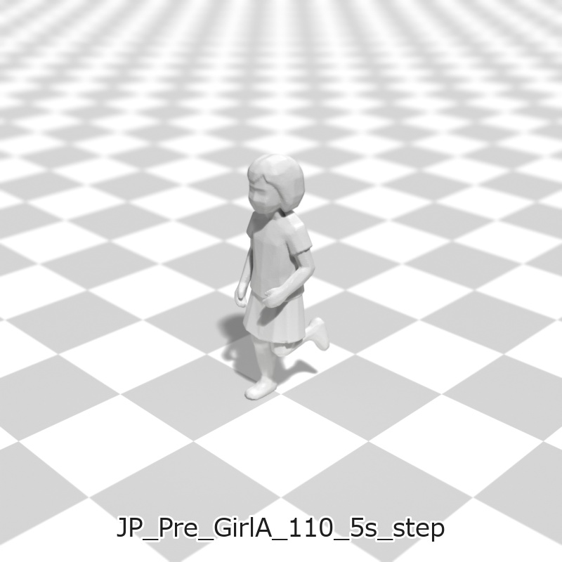 建築模型用 添景3Dデータ(1/50):未就学女児A(5ポーズセット) 1/50 Scale 3D Staffage Data for Architectural Scale Models: Preschool Girl A (Set of 5 Poses)