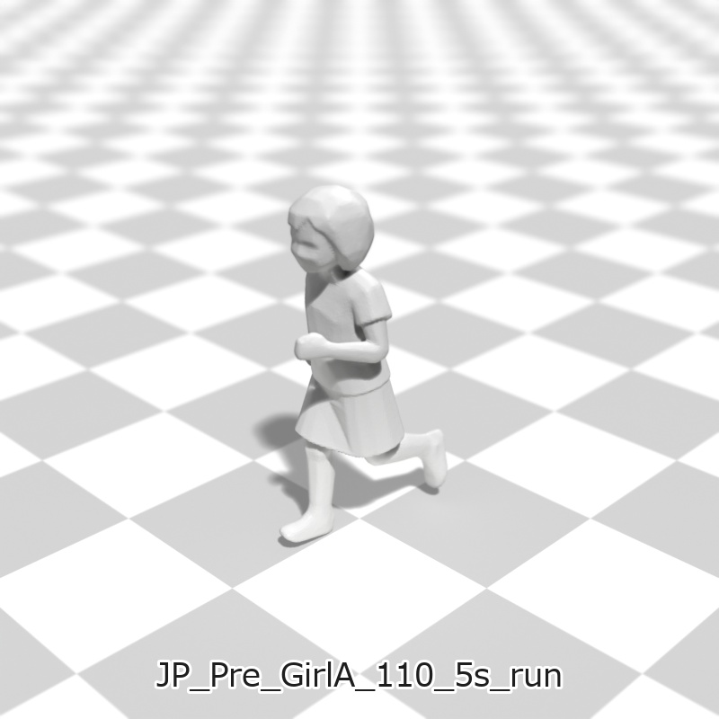 建築模型用 添景3Dデータ(1/50):未就学女児A(5ポーズセット) 1/50 Scale 3D Staffage Data for Architectural Scale Models: Preschool Girl A (Set of 5 Poses)