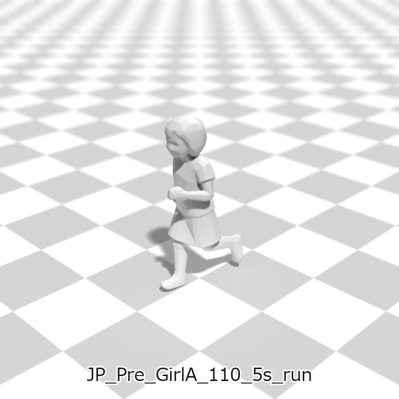 建築模型用 添景3Dデータ(1/50):未就学女児A(5ポーズセット) 1/50 Scale 3D Staffage Data for Architectural Scale Models: Preschool Girl A (Set of 5 Poses)