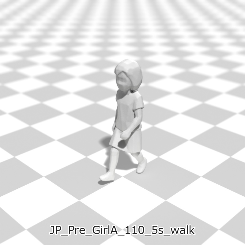建築模型用 添景3Dデータ(1/50):未就学女児A(5ポーズセット) 1/50 Scale 3D Staffage Data for Architectural Scale Models: Preschool Girl A (Set of 5 Poses)