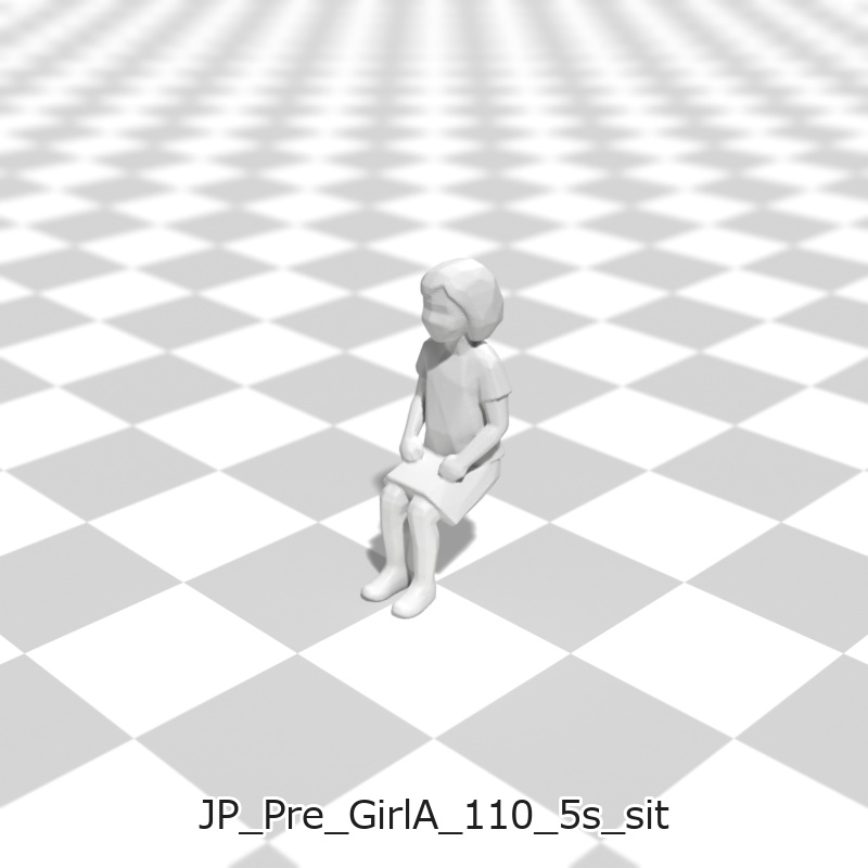 建築模型用 添景3Dデータ(1/50):未就学女児A(5ポーズセット) 1/50 Scale 3D Staffage Data for Architectural Scale Models: Preschool Girl A (Set of 5 Poses)