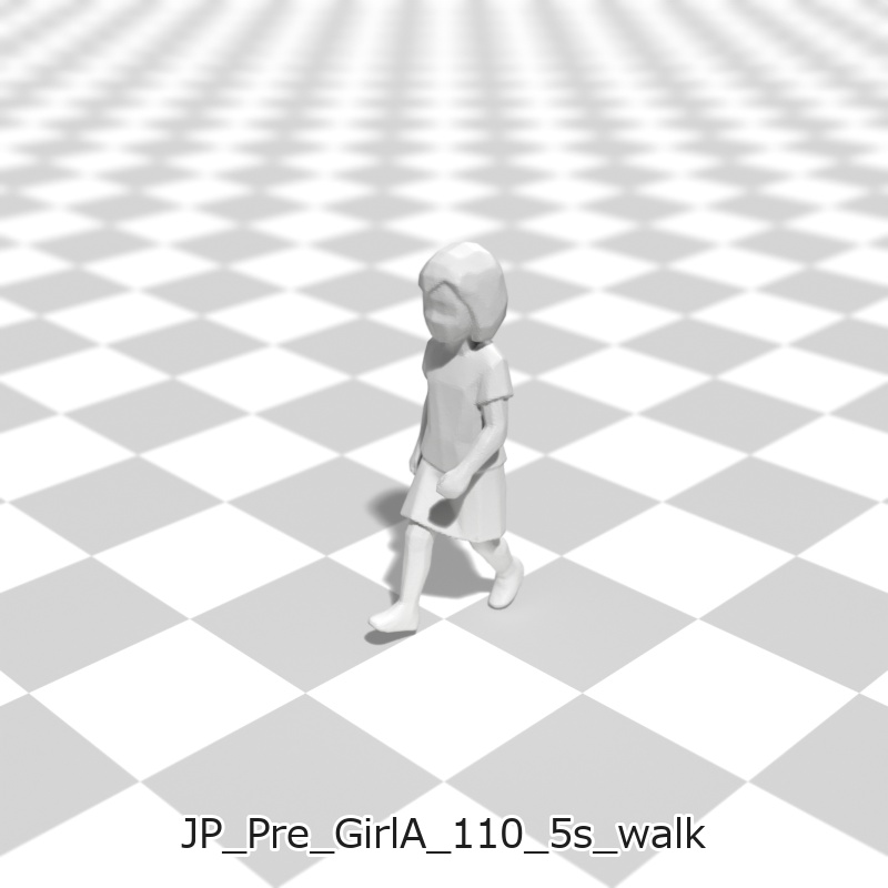 建築模型用 添景3Dデータ(1/50):未就学女児A(5ポーズセット) 1/50 Scale 3D Staffage Data for Architectural Scale Models: Preschool Girl A (Set of 5 Poses)