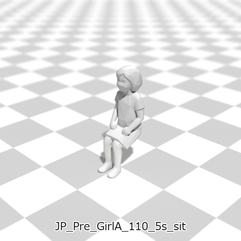 建築模型用 添景3Dデータ(1/50):未就学女児A(5ポーズセット) 1/50 Scale 3D Staffage Data for Architectural Scale Models: Preschool Girl A (Set of 5 Poses)