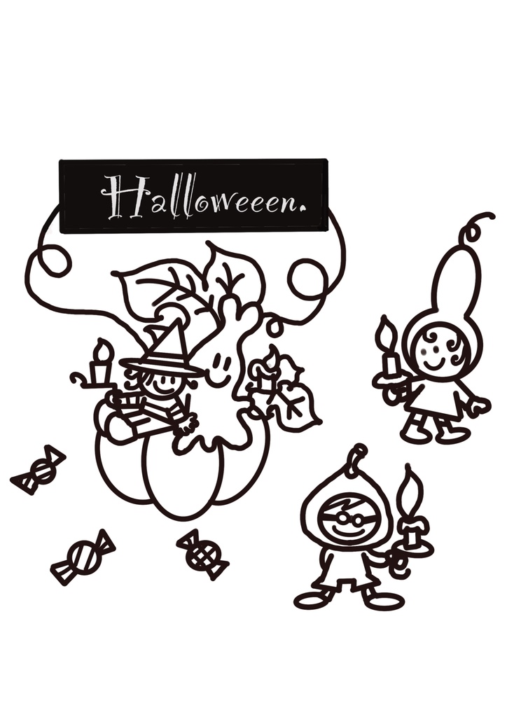 HALLOWEEN 線画セット(5枚)