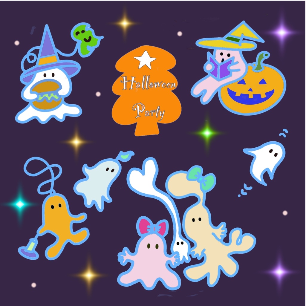 ハロウィンカラーイラストPDFセット|Masala Illustration(5枚入り)