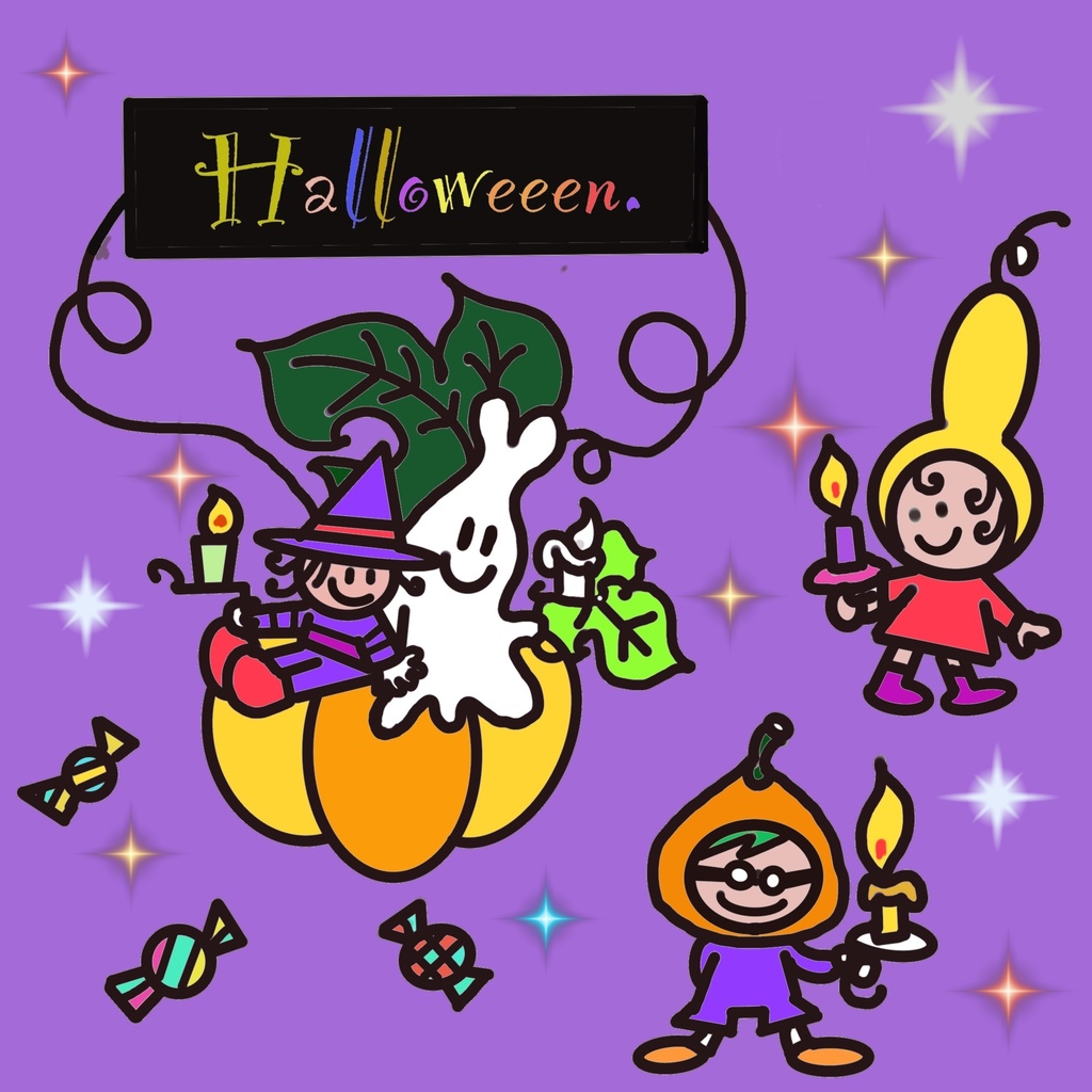 ハロウィンカラーイラストPDFセット|Masala Illustration(5枚入り)
