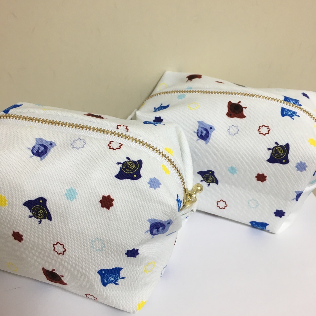 伊達ちどり柄 キャラメル&BOXポーチ