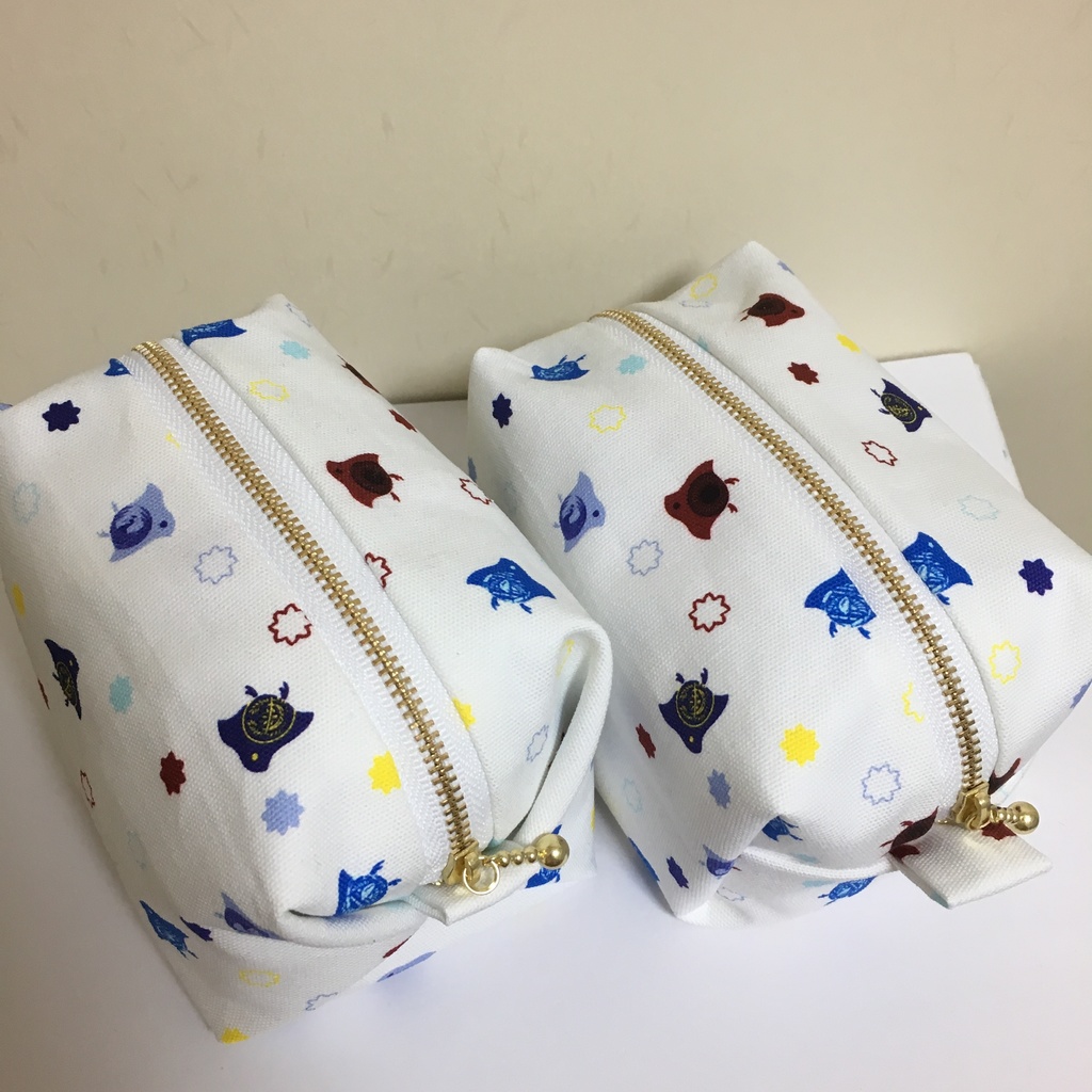 伊達ちどり柄 キャラメル&BOXポーチ