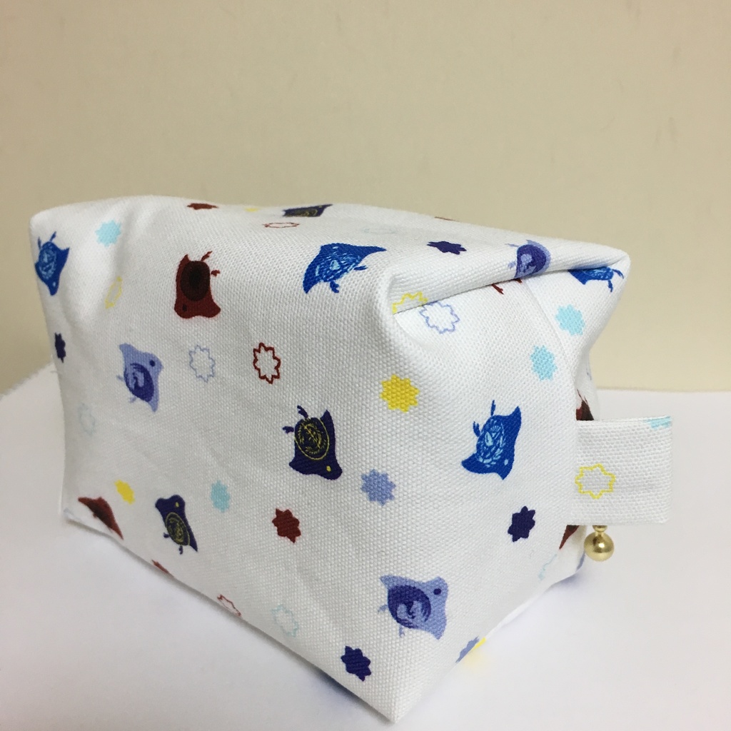 伊達ちどり柄 キャラメル&BOXポーチ