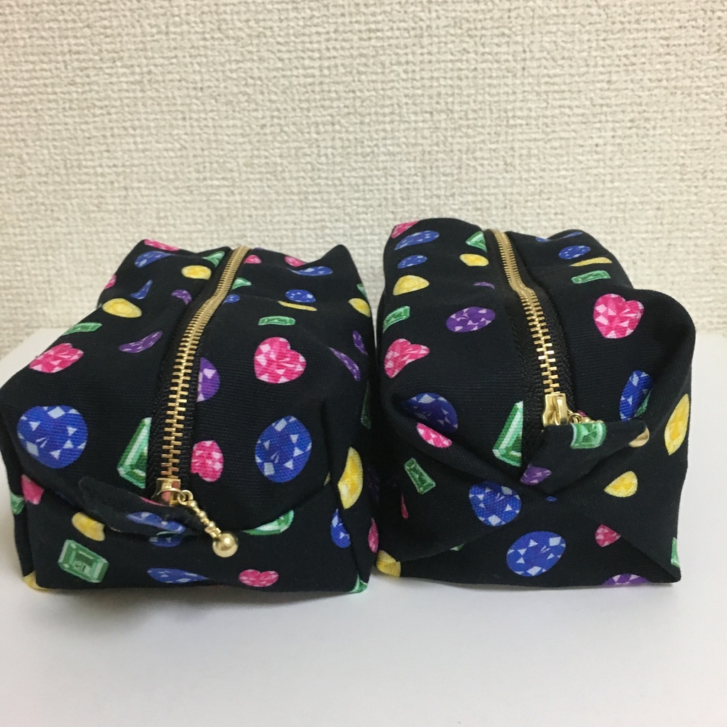 三条宝石柄 キャラメル&BOXポーチ