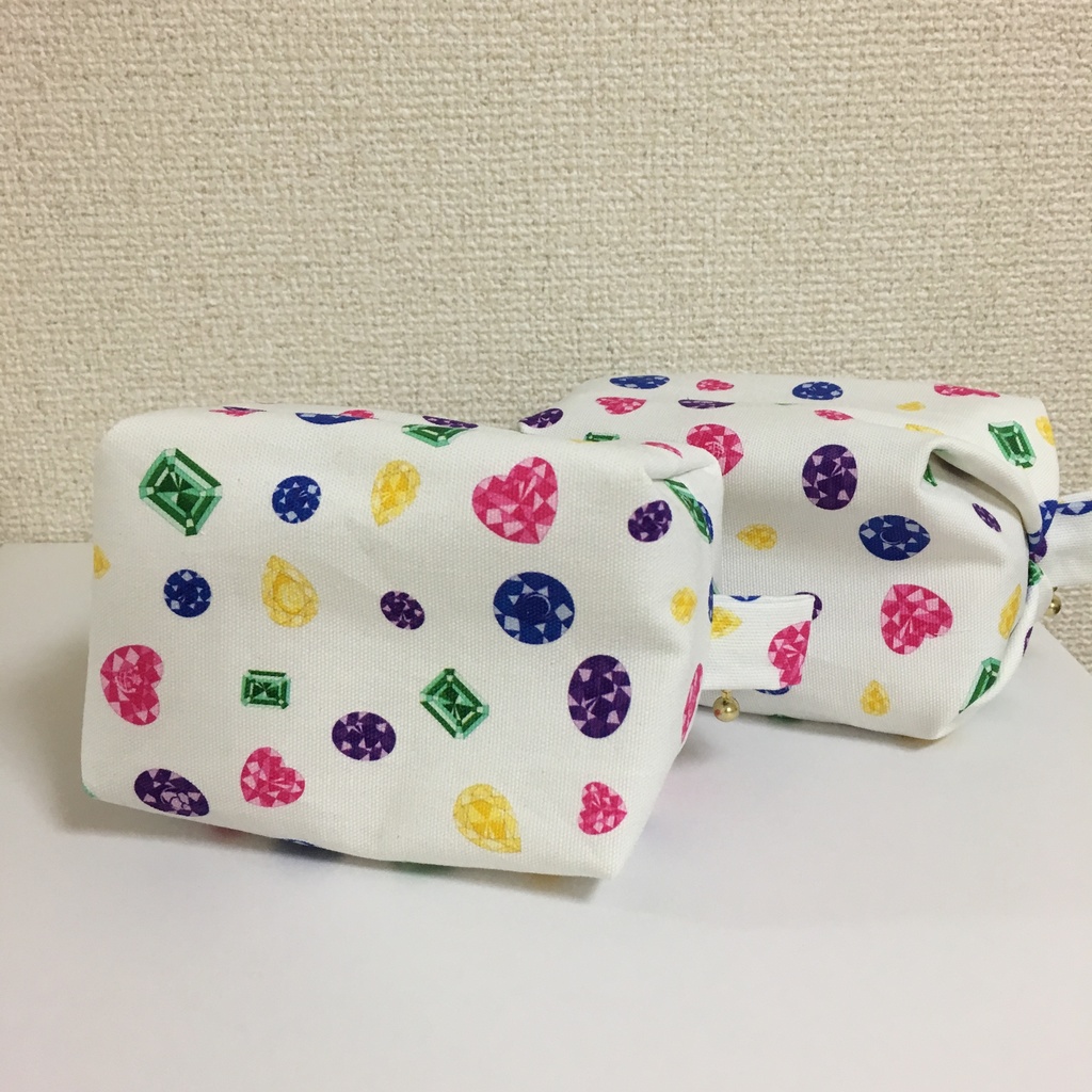 三条宝石柄 キャラメル&BOXポーチ