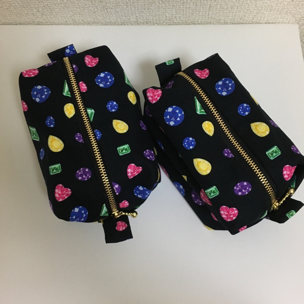 三条宝石柄 キャラメル&BOXポーチ