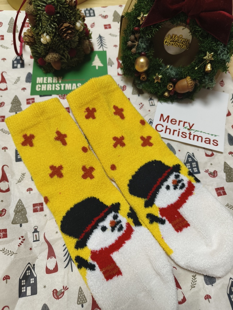 セバスチャン・サロウ(トナカイ)&ルックウッド (雪だるま)両面起毛クリスマスソックス