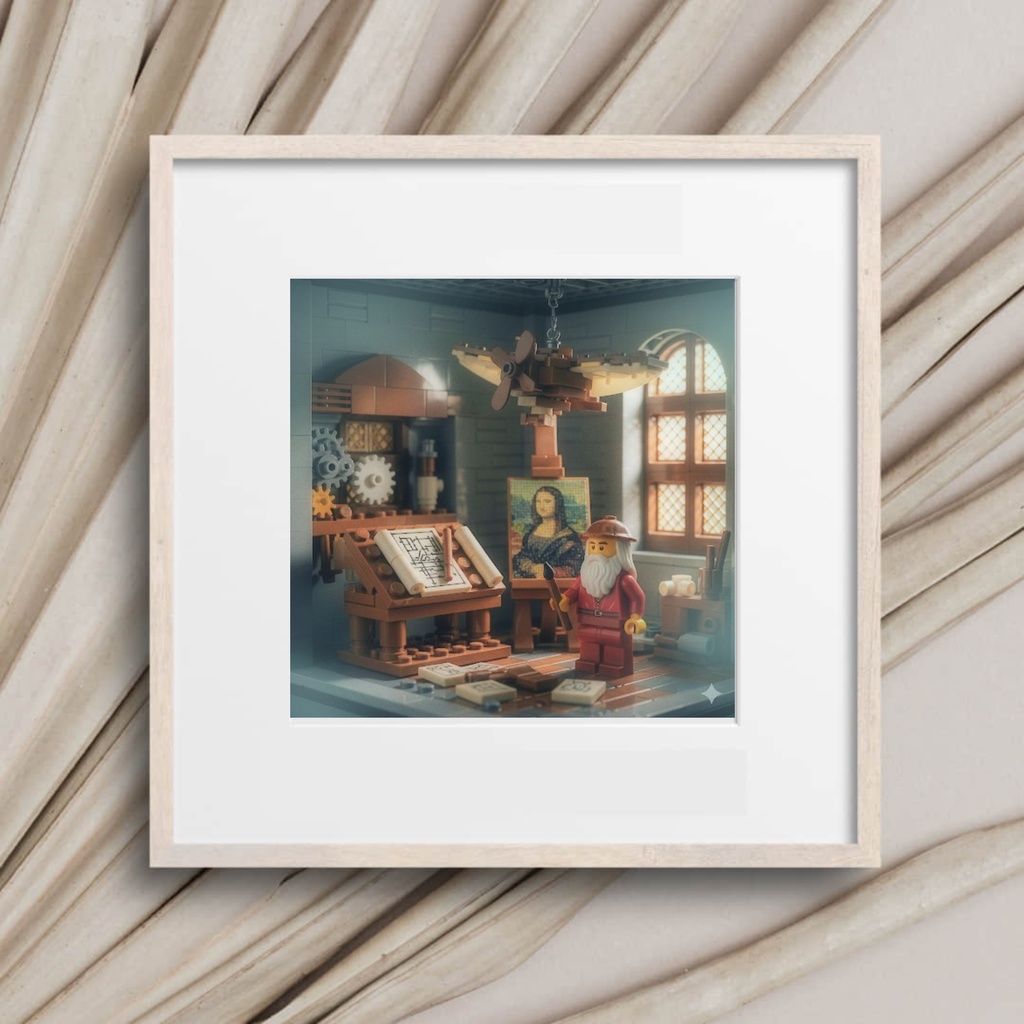 レゴアート風に描いた、レオナルド・ダ・ヴィンチ