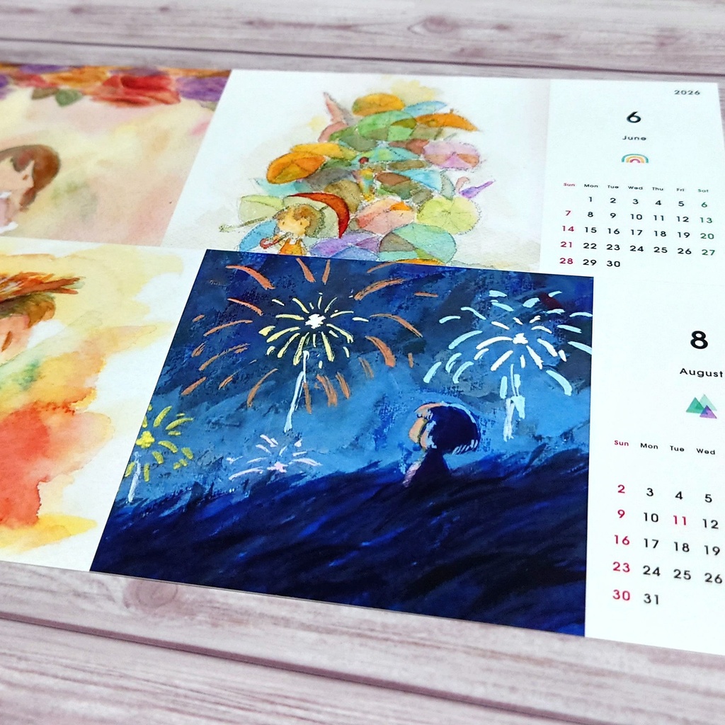 2026卓上カレンダー(木製スタンド付き・ハガキサイズ)