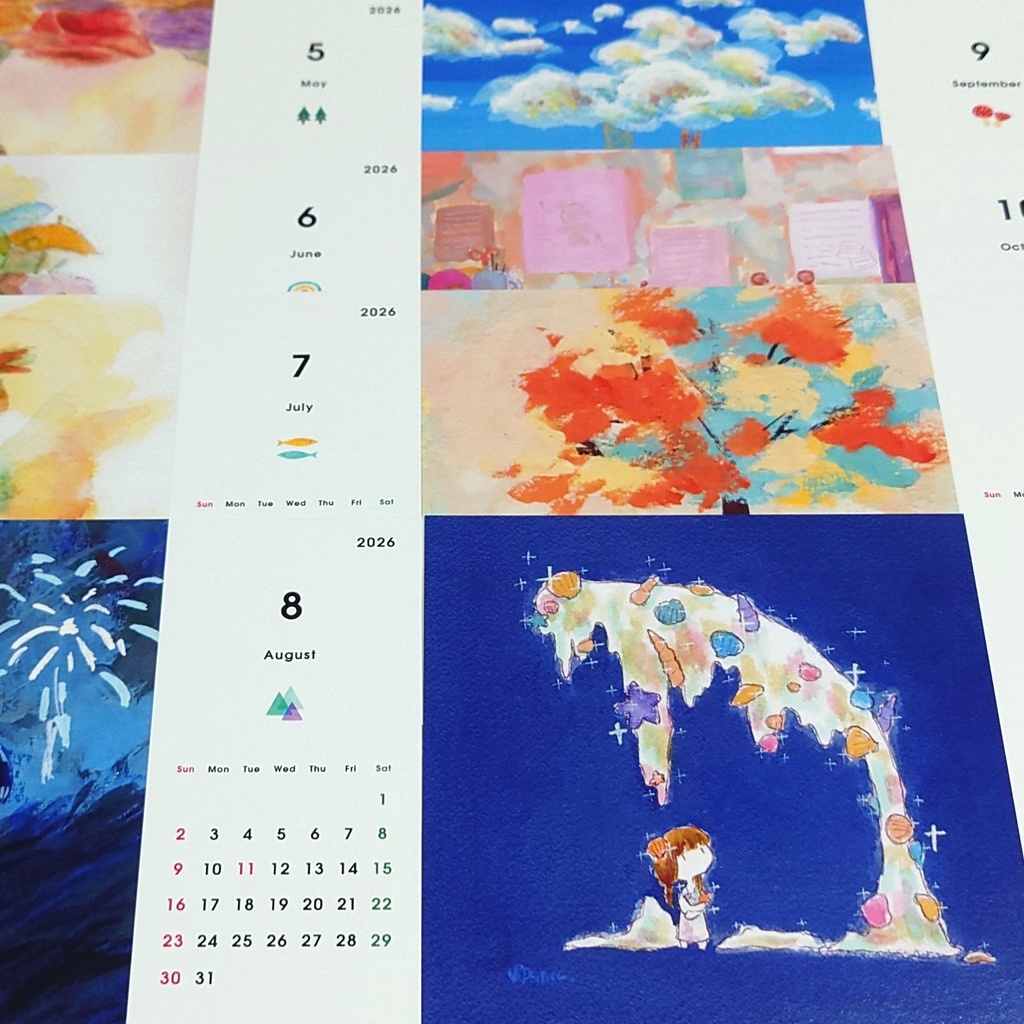 2026卓上カレンダー(木製スタンド付き・ハガキサイズ)