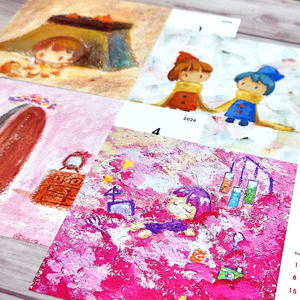 2026卓上カレンダー(木製スタンド付き・ハガキサイズ)