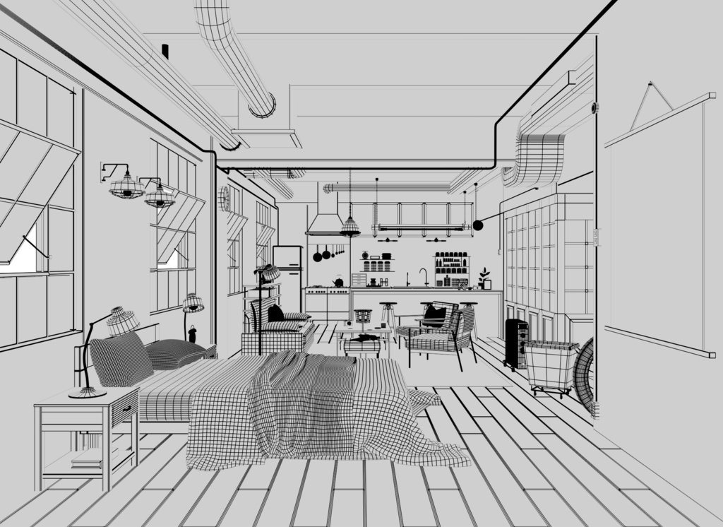 【3d背景素材】スタイリッシュな部屋