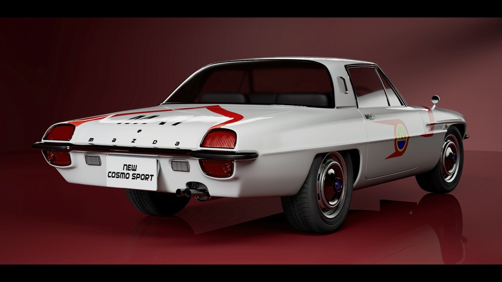 【3Dモデル】レトロSFスポーツカー(クラシックカー・特撮風テクスチャ付き)