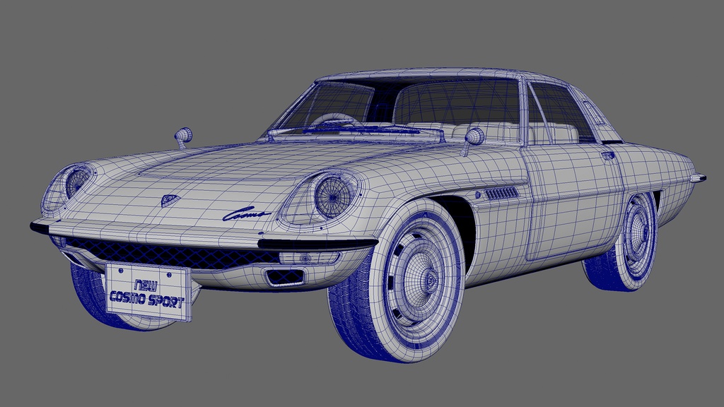 【3Dモデル】レトロSFスポーツカー(クラシックカー・特撮風テクスチャ付き)
