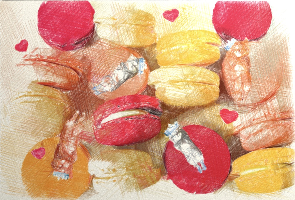 マカロンとネコ iPhoneケース 正面印刷のみ