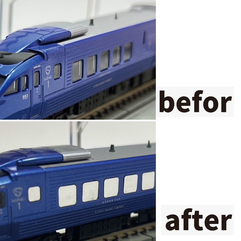 【4次車・登場時5両】「青い特急」用窓ガラスディティールアップパーツ