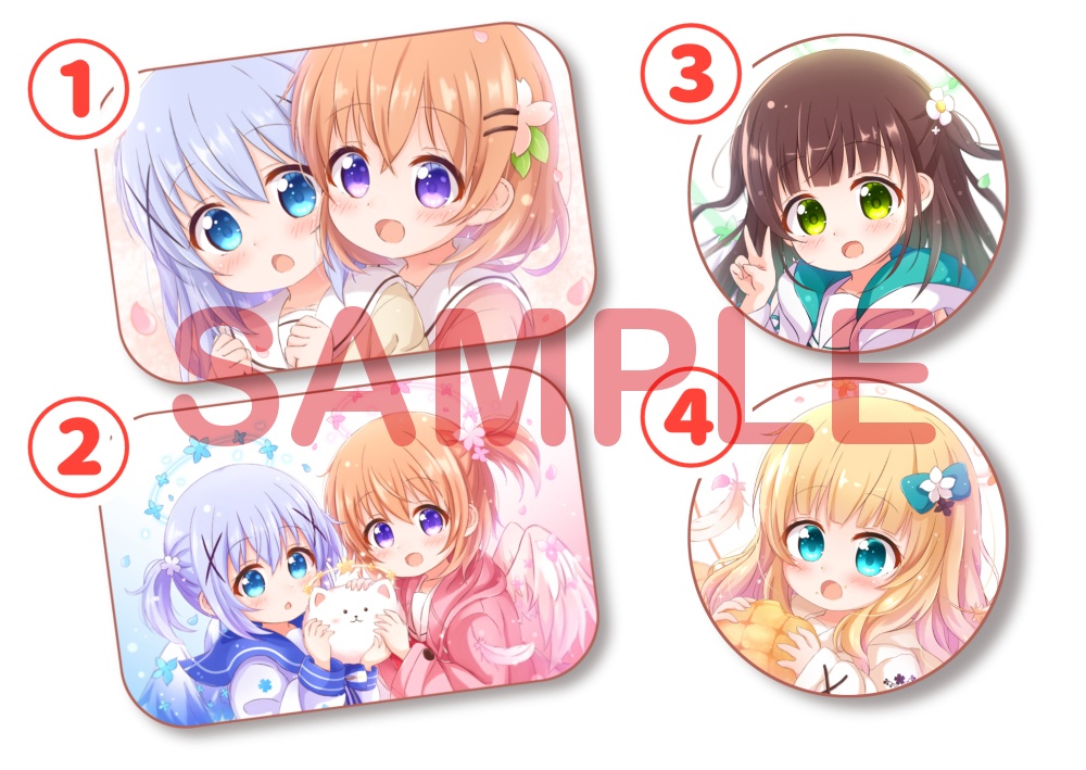 缶バッジ(コチノ、ごちハピココチノ、ごちハピ千夜、ごちハピシャロ)