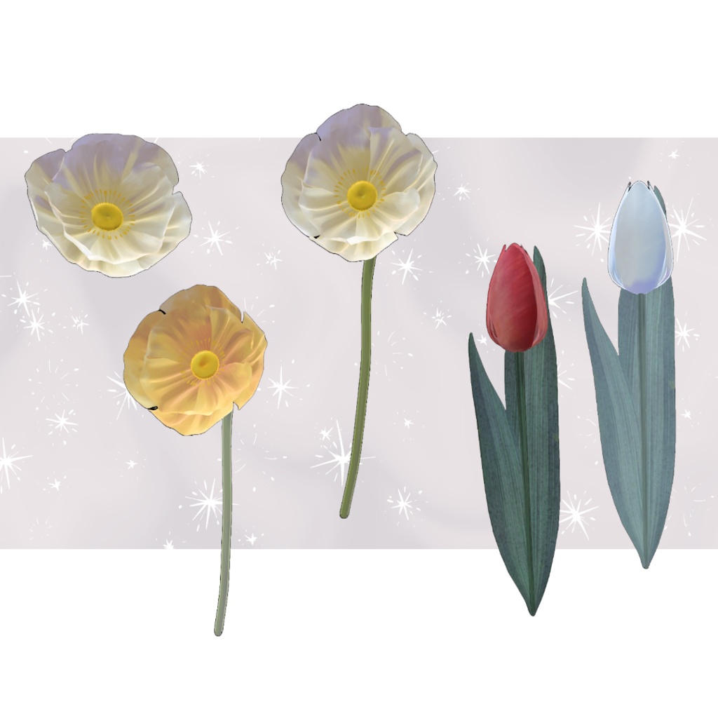 🌱FREE🌱 Tulip&Poppy bouquet【VketWinter2023記念】