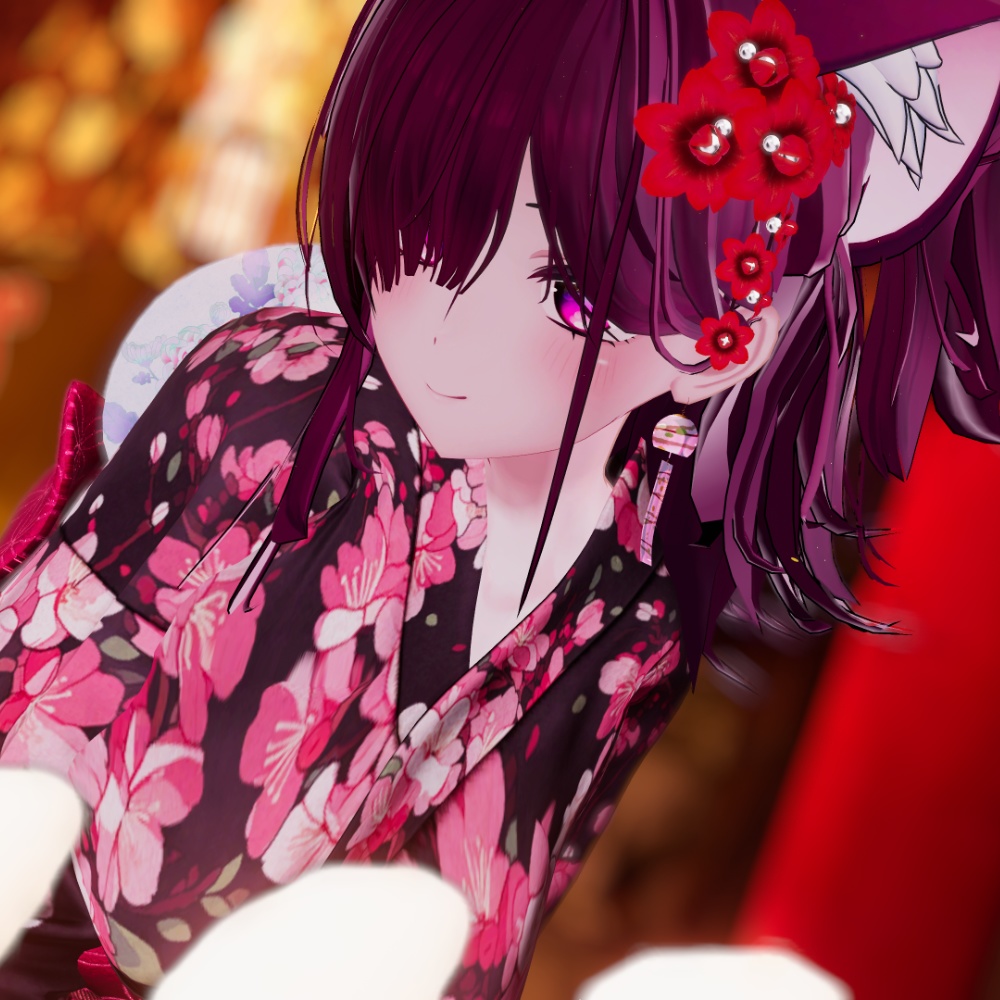 【VRChat想定】ヨーヨー柄の風鈴ピアス