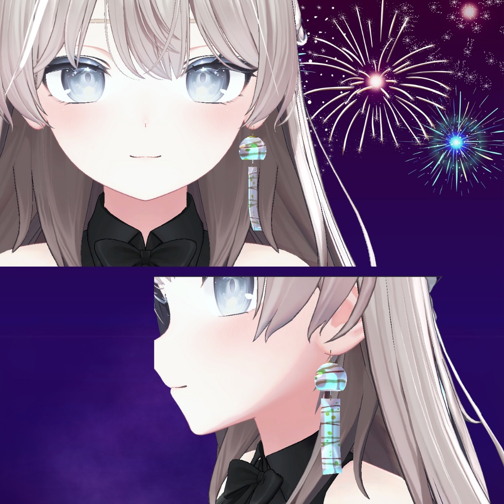 【VRChat想定】ヨーヨー柄の風鈴ピアス