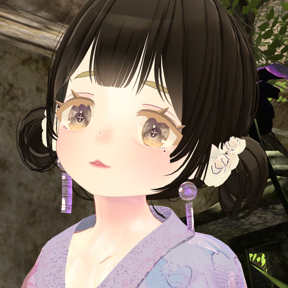 【VRChat想定】ヨーヨー柄の風鈴ピアス