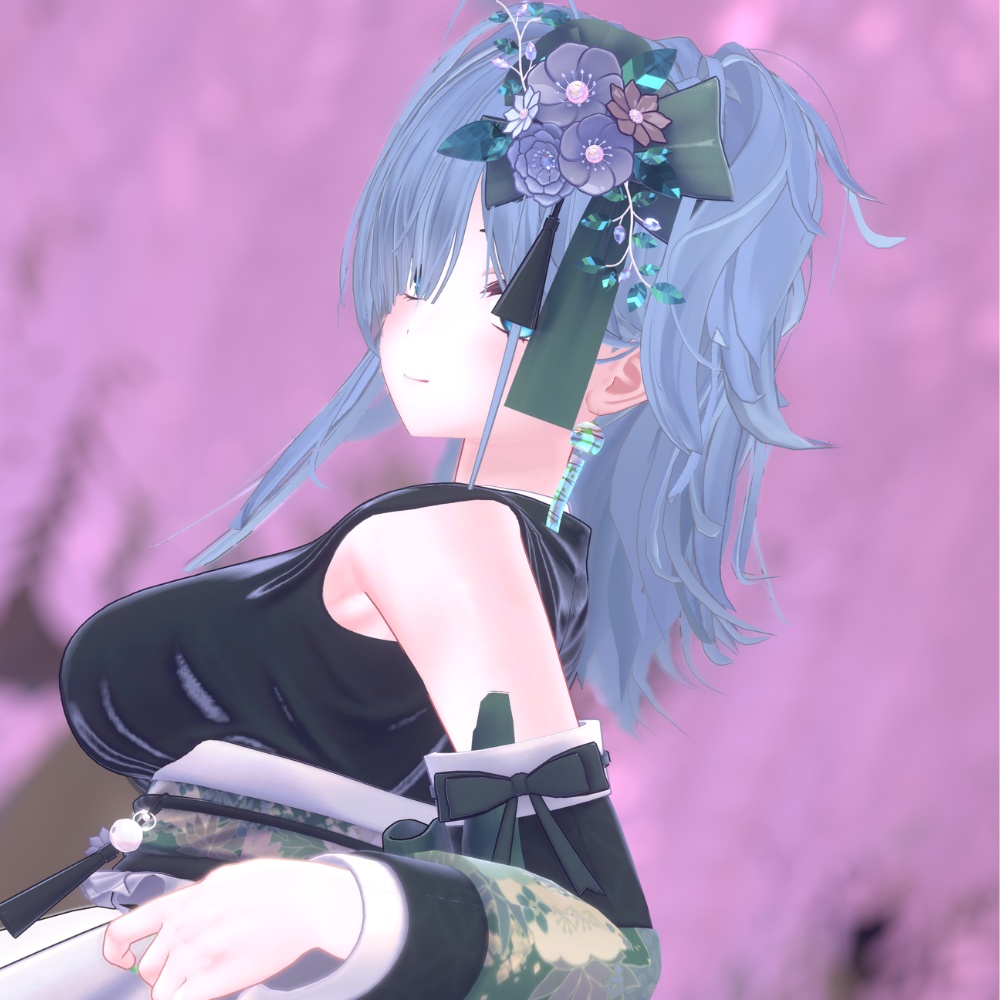 【VRChat想定】ヨーヨー柄の風鈴ピアス