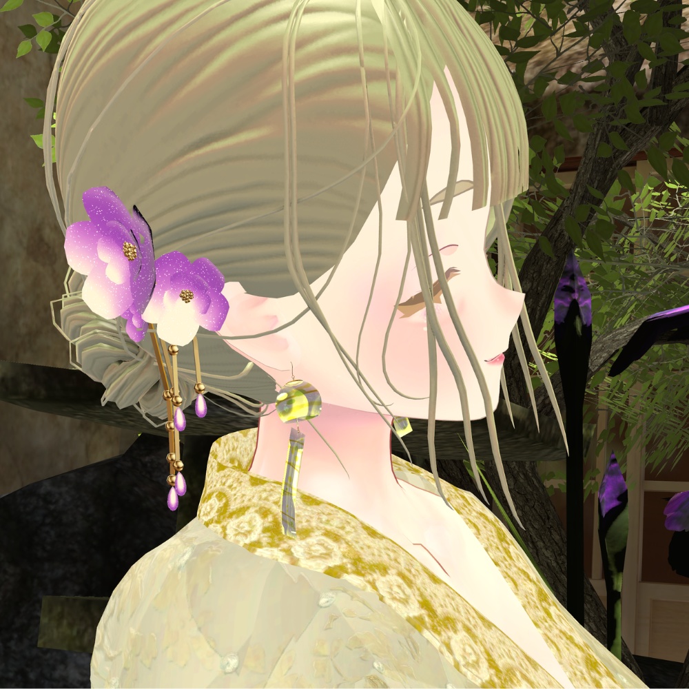 【VRChat想定】ヨーヨー柄の風鈴ピアス