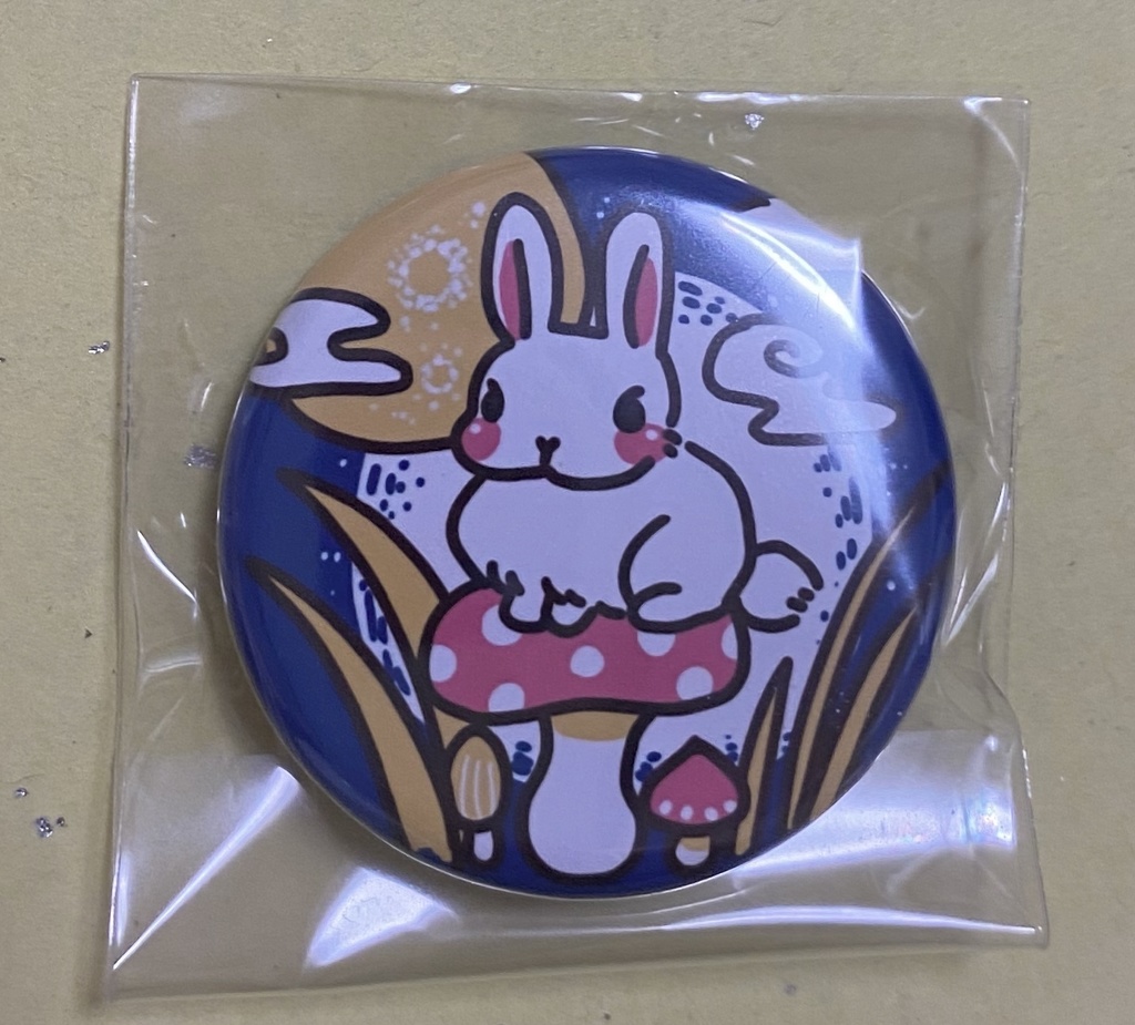 うさぎさん缶バッチ　月夜