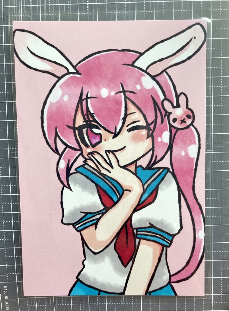 うさ耳セーラーピンクポストカード