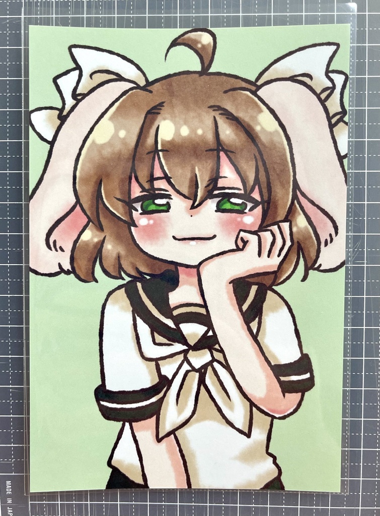 うさ耳セーラーグリーンポストカード