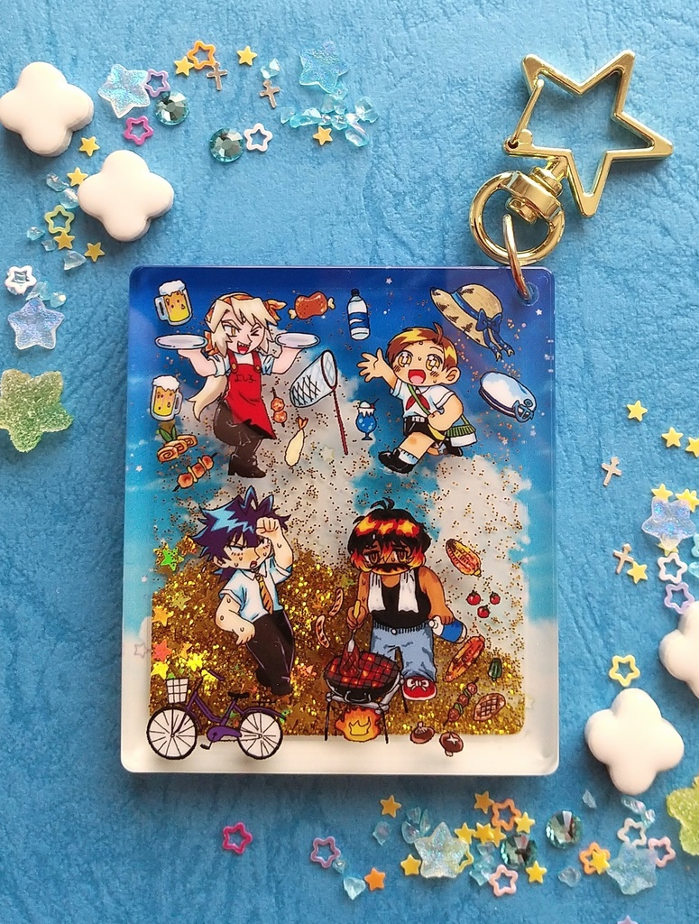 夏の思い出オイル入りアクリルキーホルダー