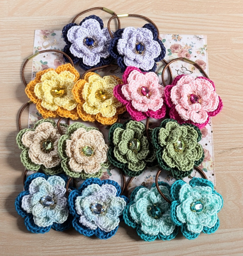 お花のヘアゴム(同色2個セット)