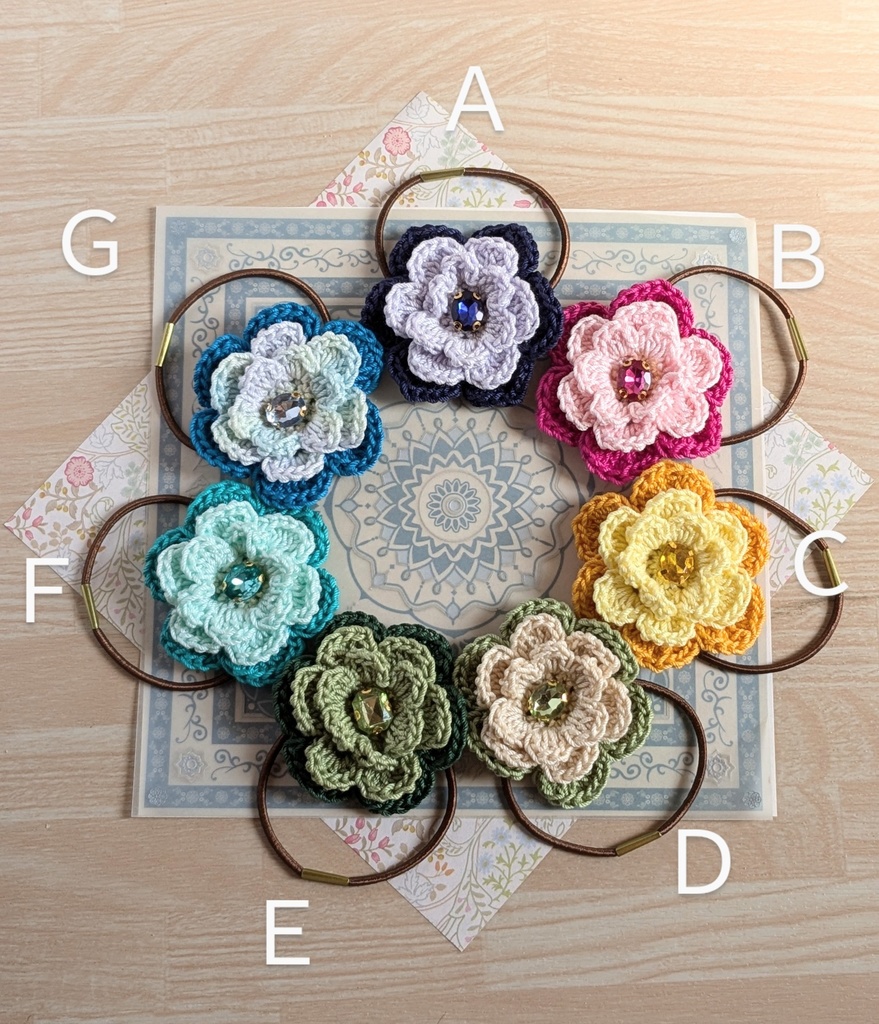 お花のヘアゴム(同色2個セット)