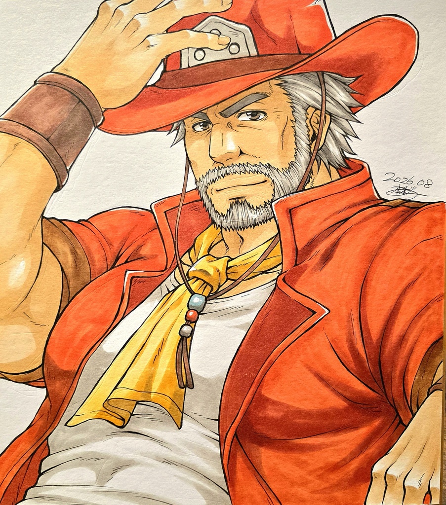 モンスターハンター４／団長　アナログイラスト色紙